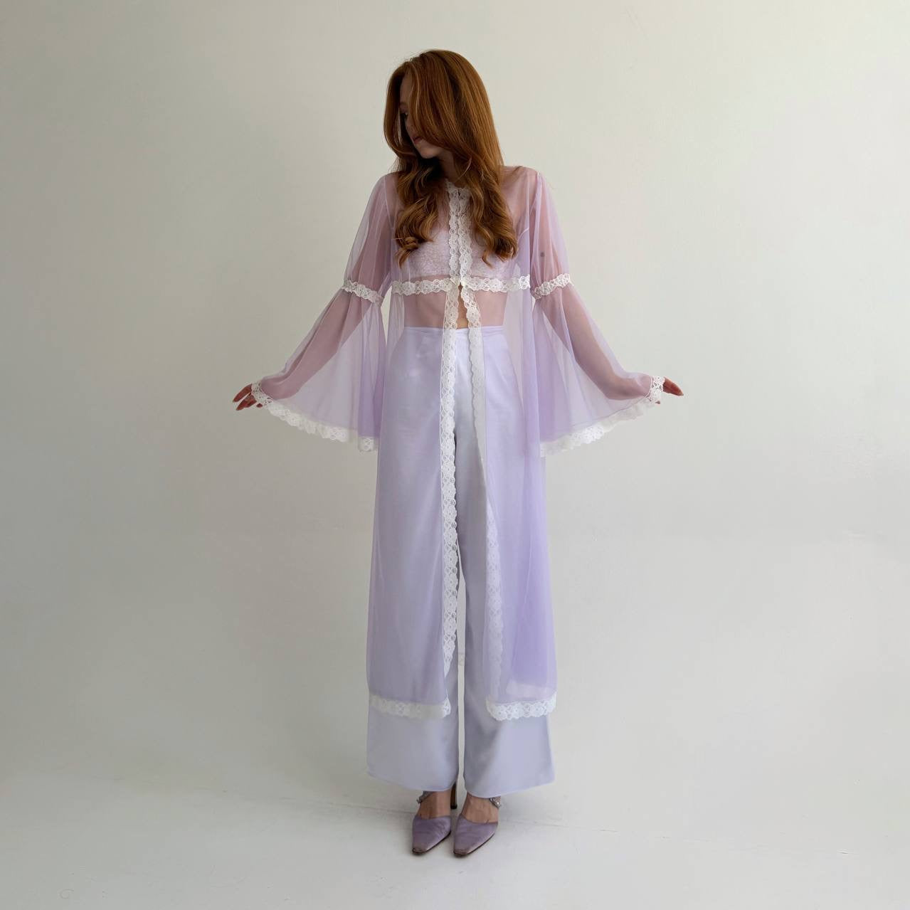 Vintage pastel purple robe with lace