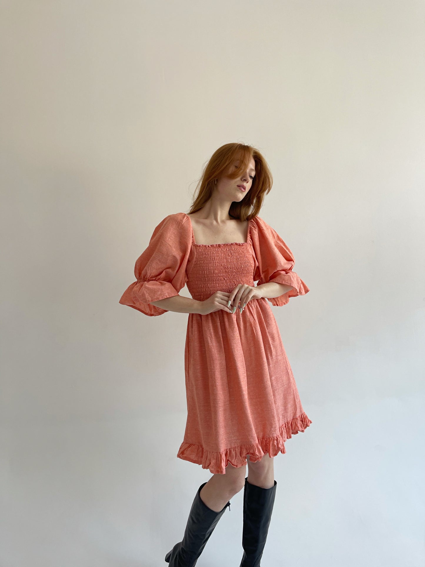 cottagecore dress with puff balloon sleeves