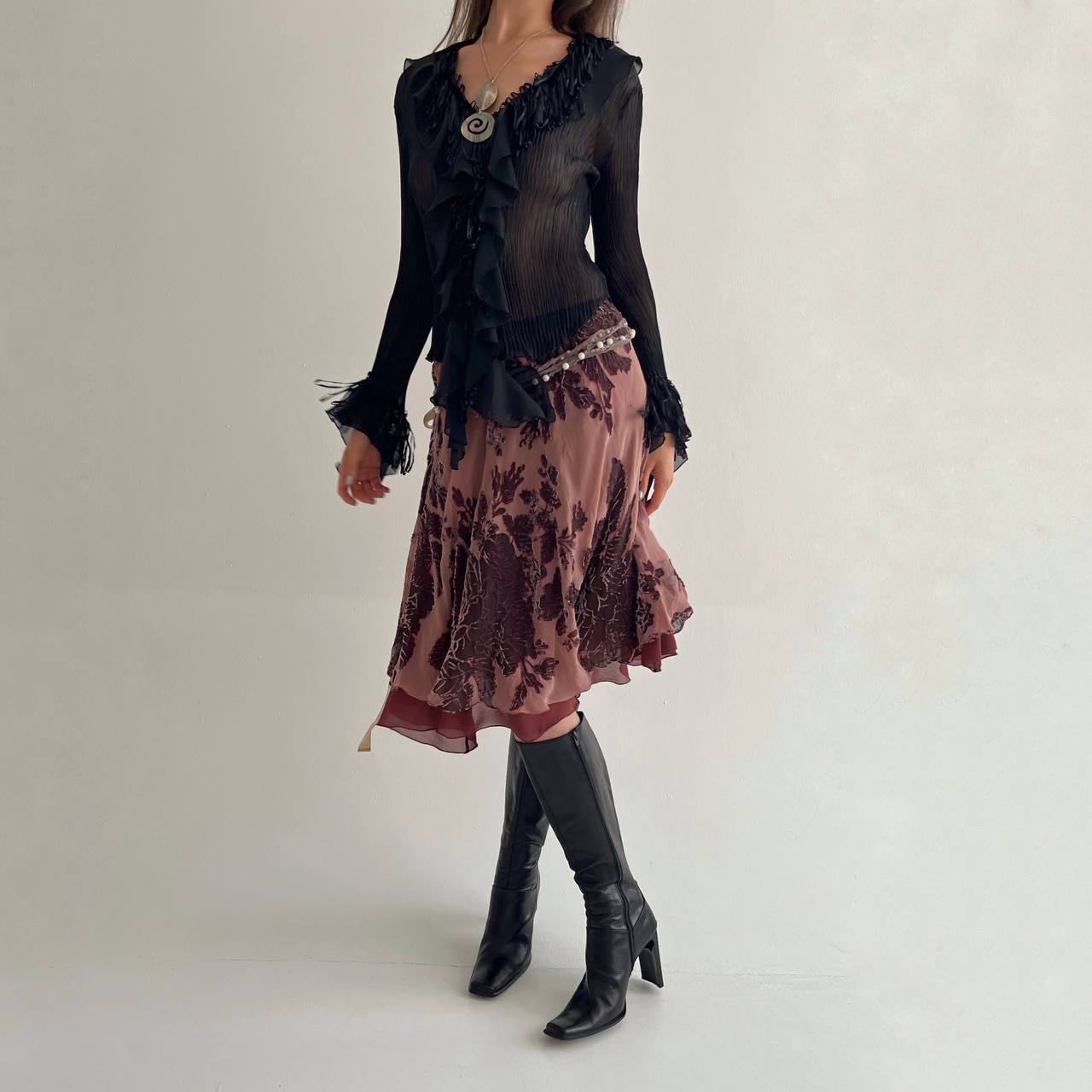 Vintage whimsigoth silk skirt