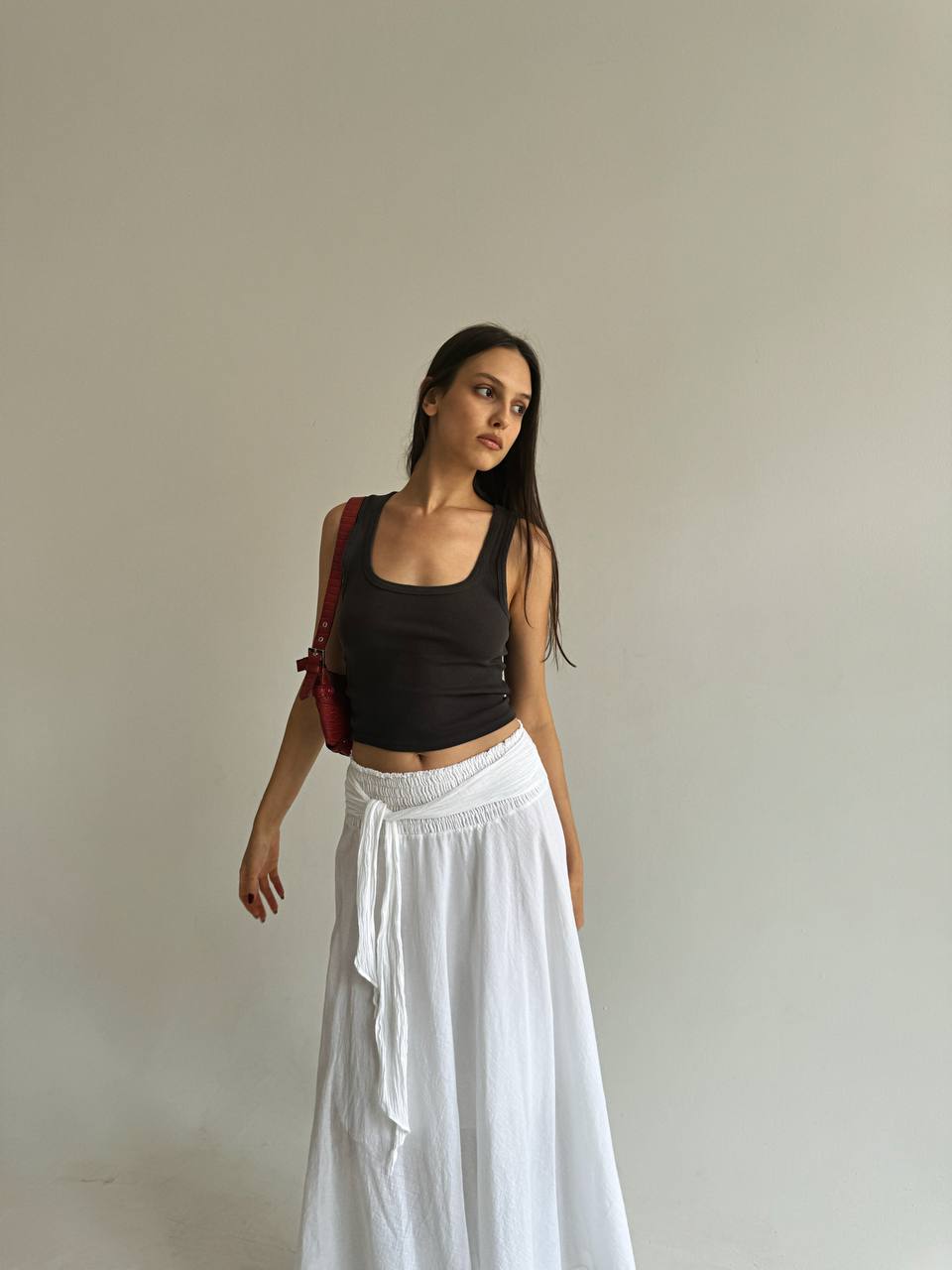 Vintage cotton maxi white skirt