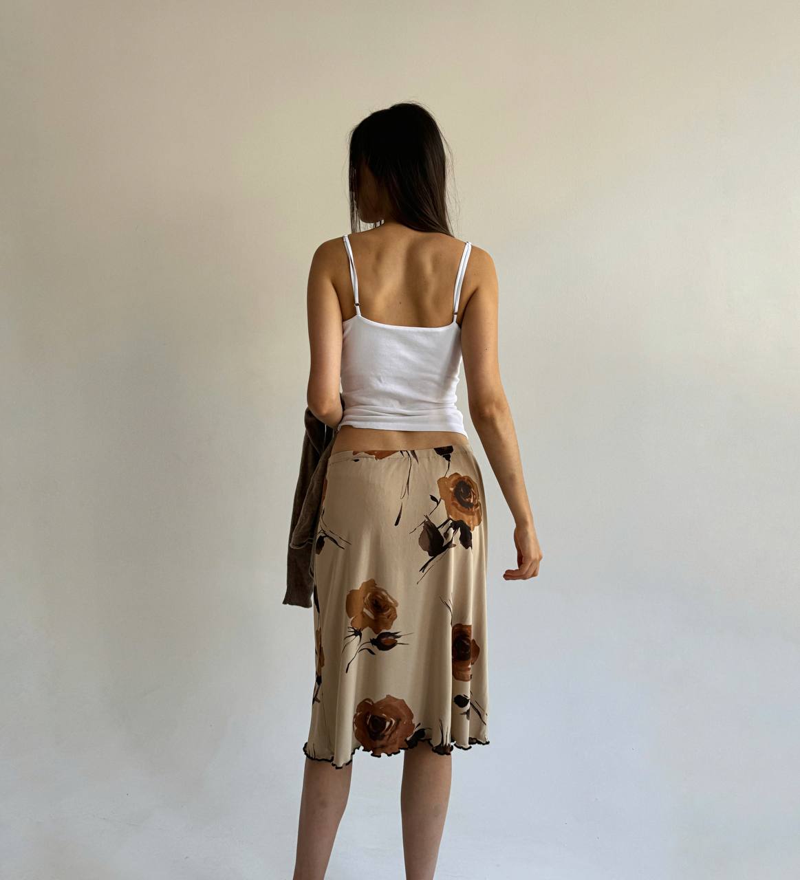 Vintage midi skirt with flower print