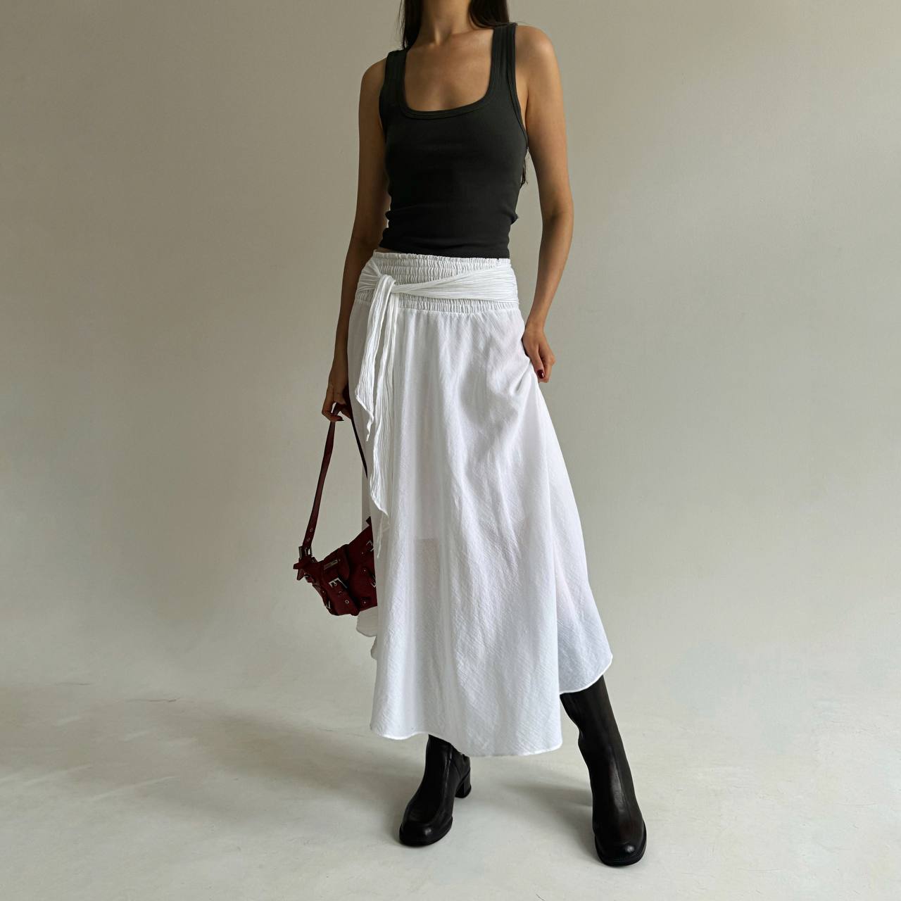 Vintage cotton maxi white skirt