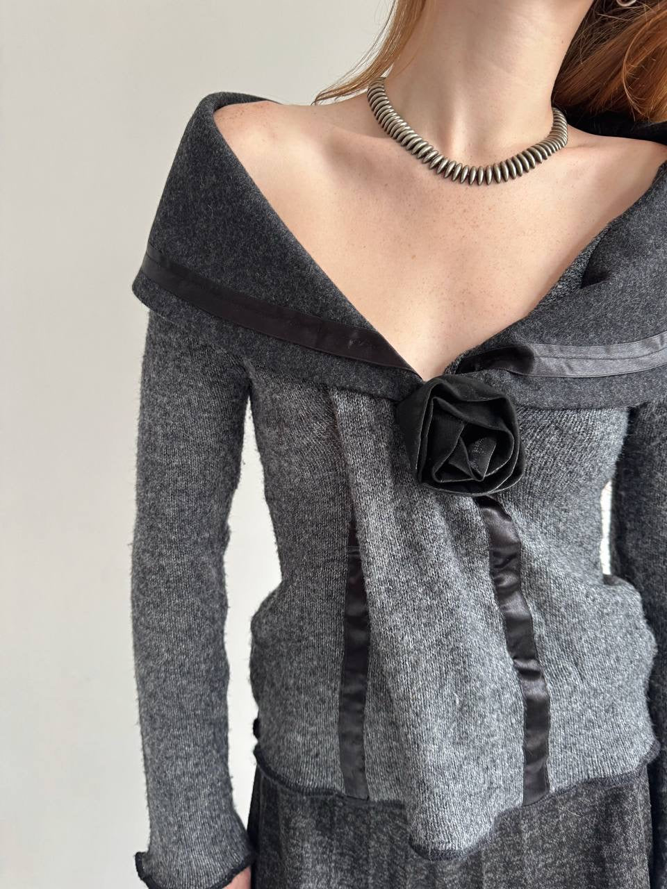 Vintage mohair blend jumper with rose appliqué