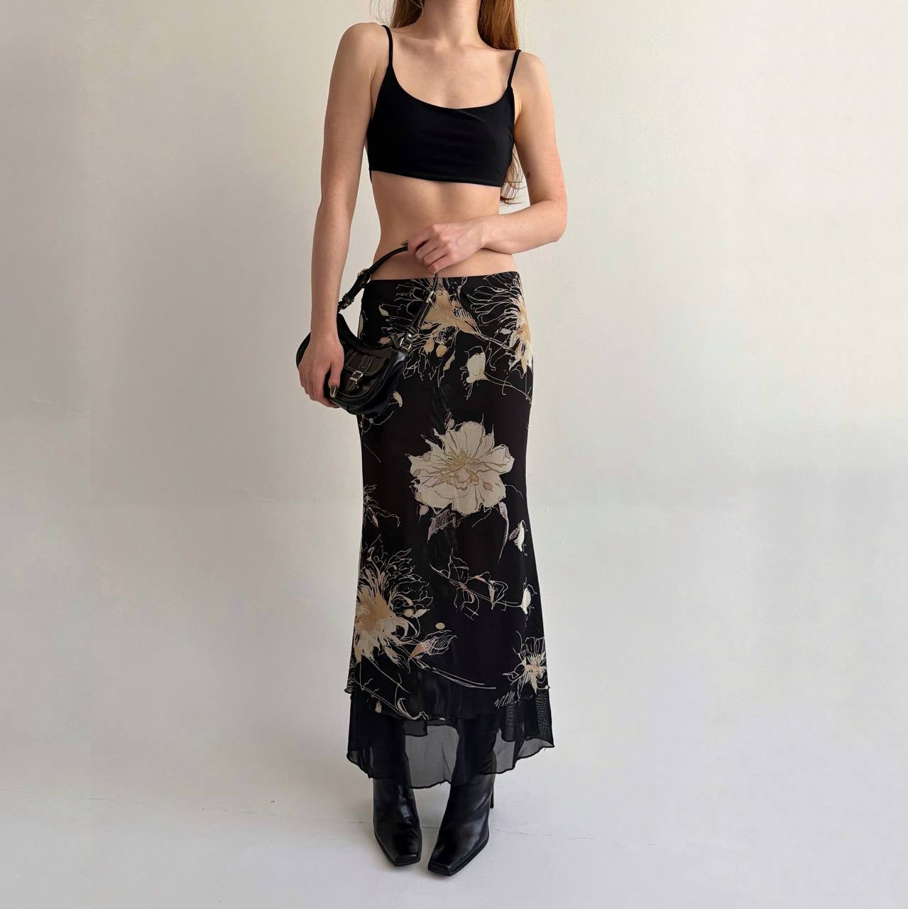 Vintage long skirt with flower print