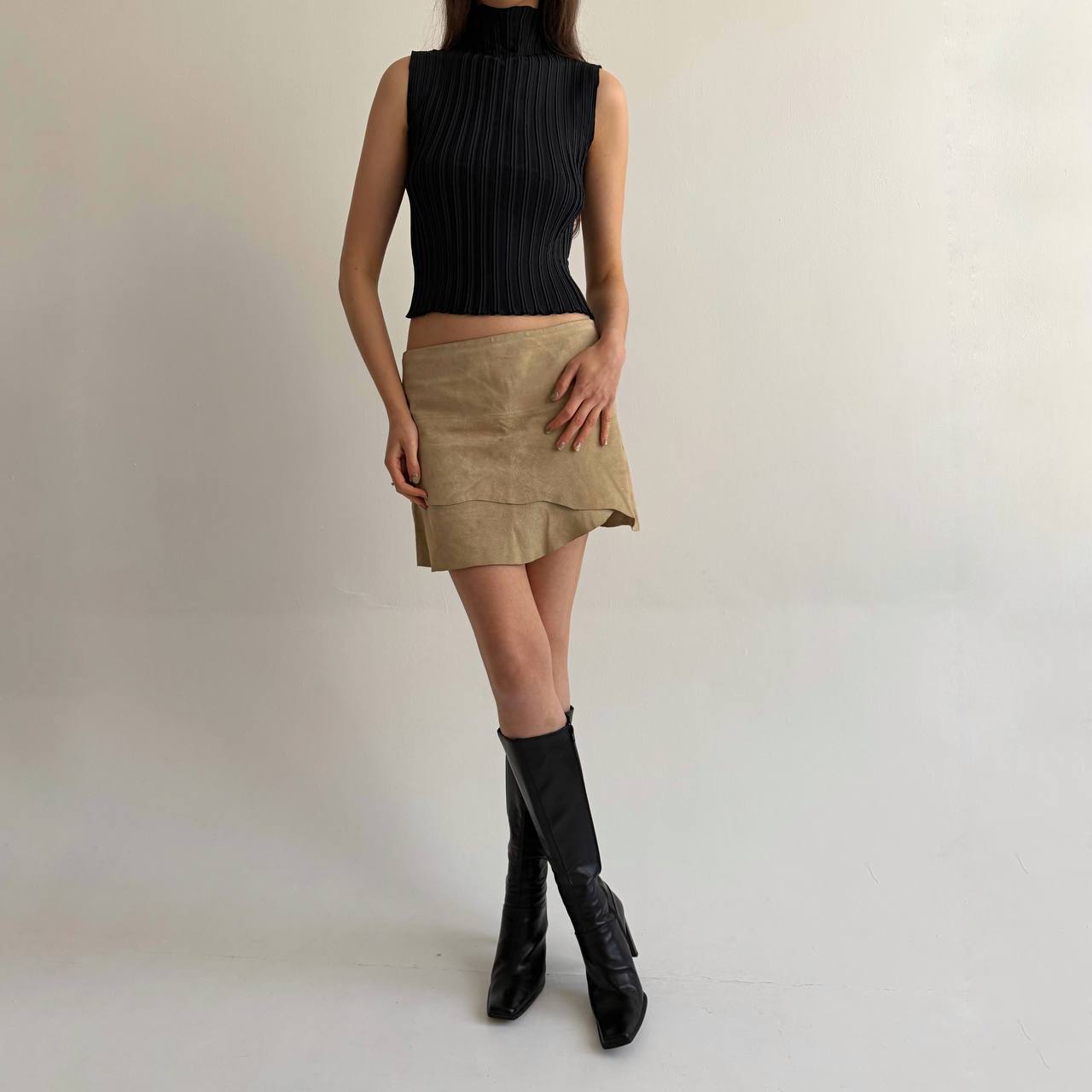 Vintage leather asymmetrical skirt