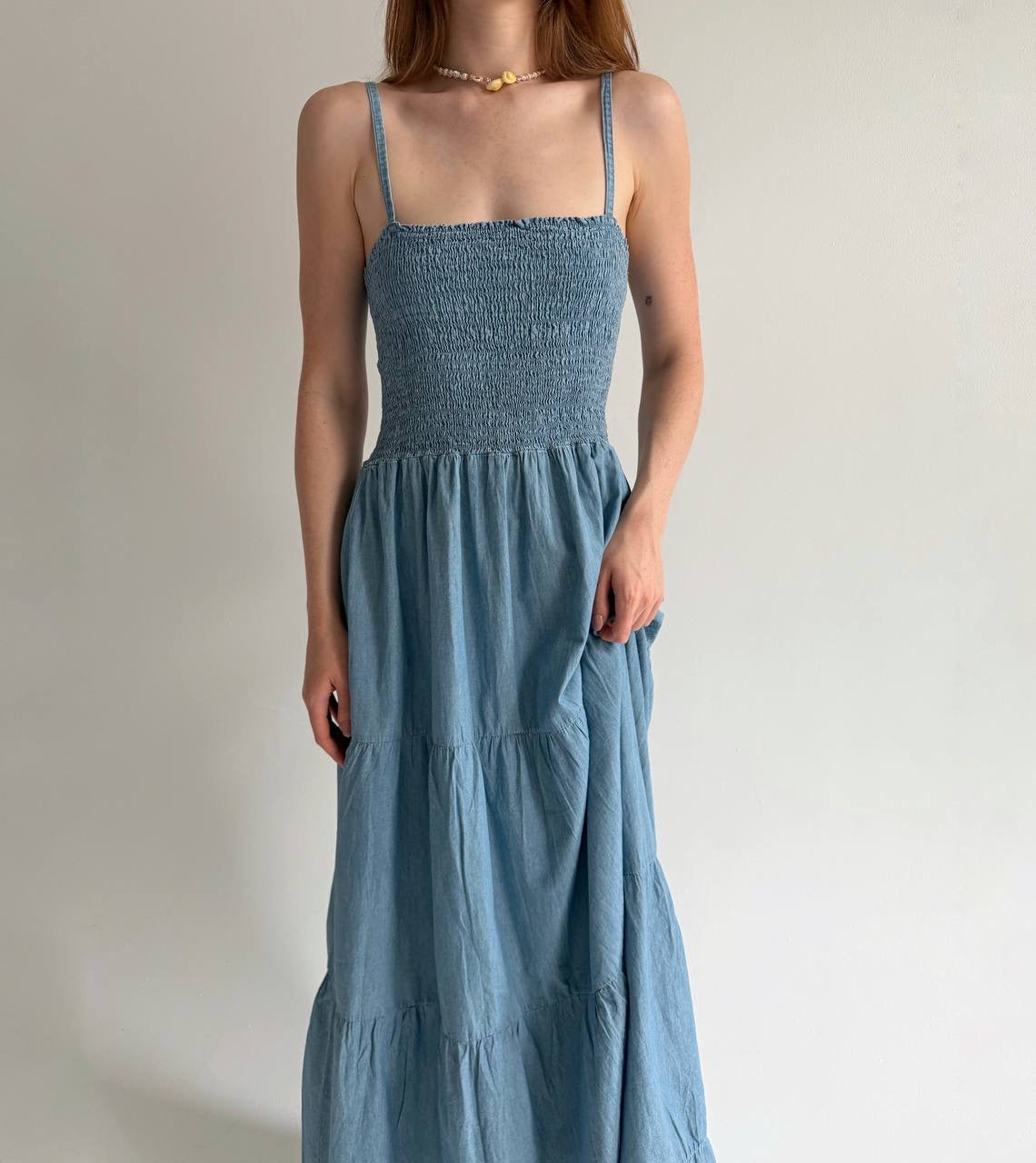 Y2k cotton long ruched sundress