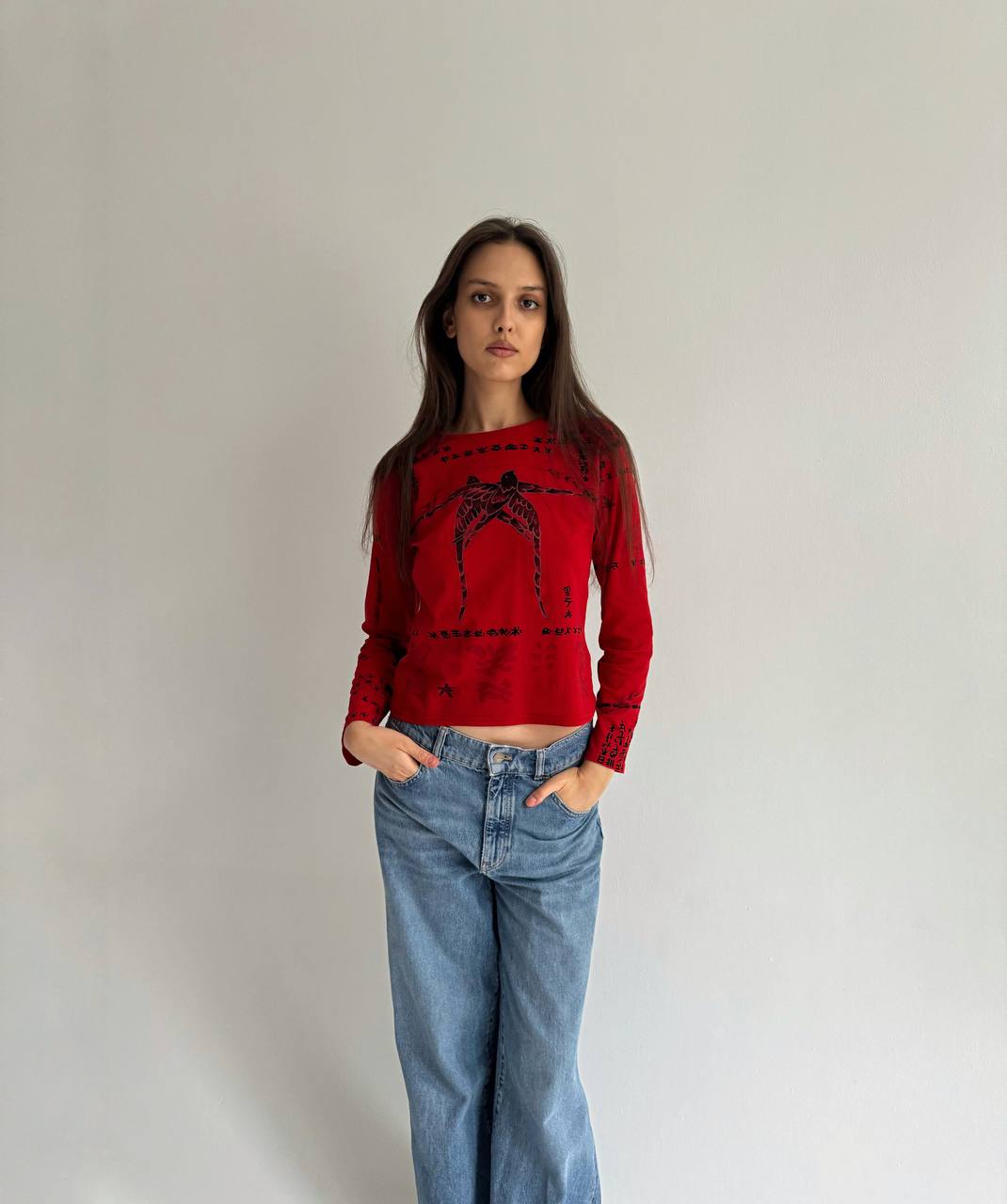 Viscose printed red blouse