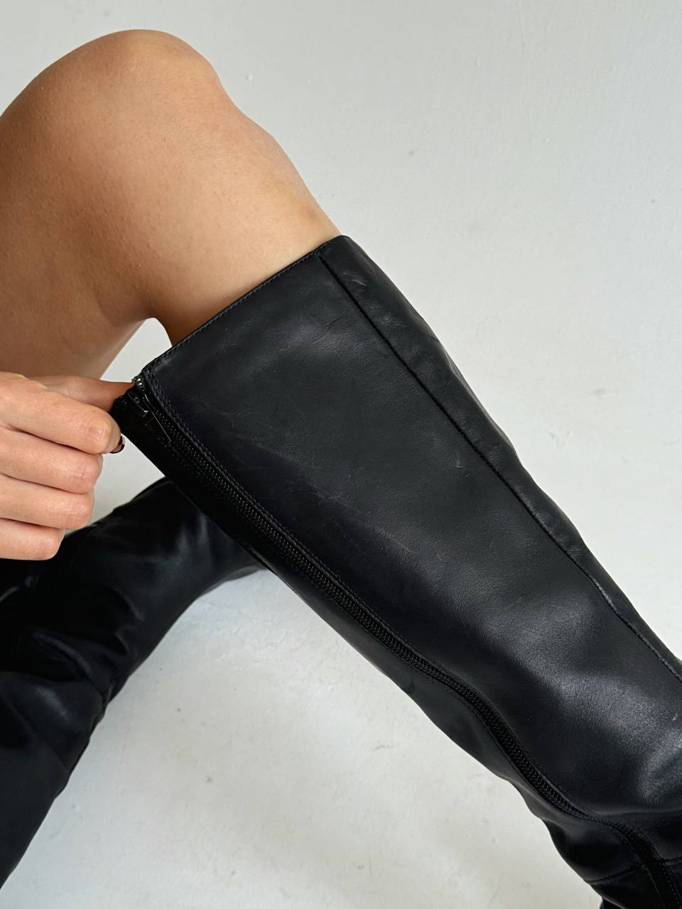 Vintage faux leather knee high boots