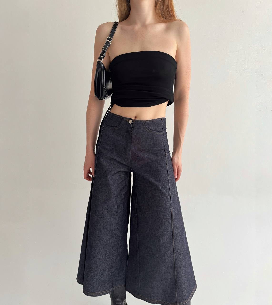 Vintage denim wide culottes