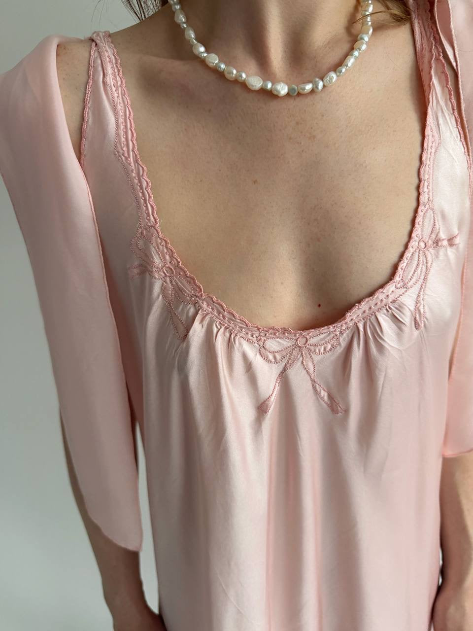 Vintage 100% pure silk pink long dress