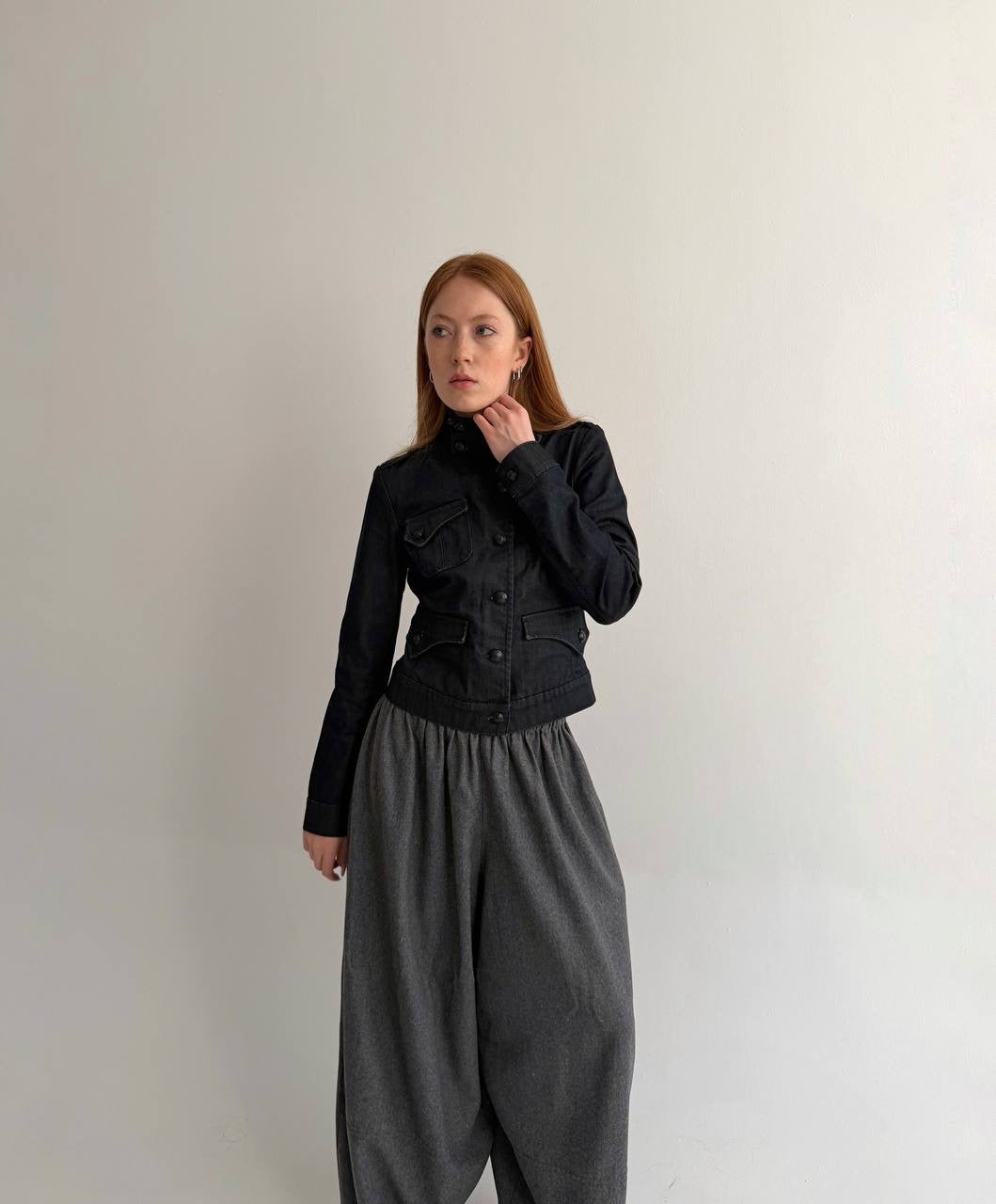 Y2K cotton denim officer jacket