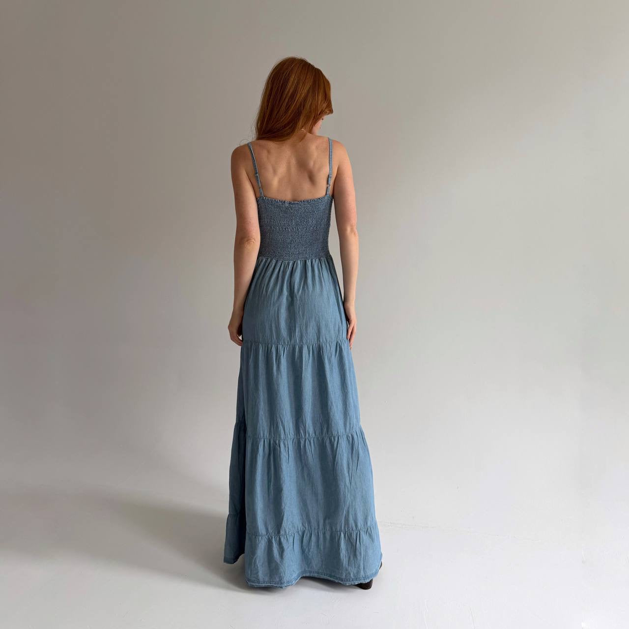 Y2k cotton long ruched sundress