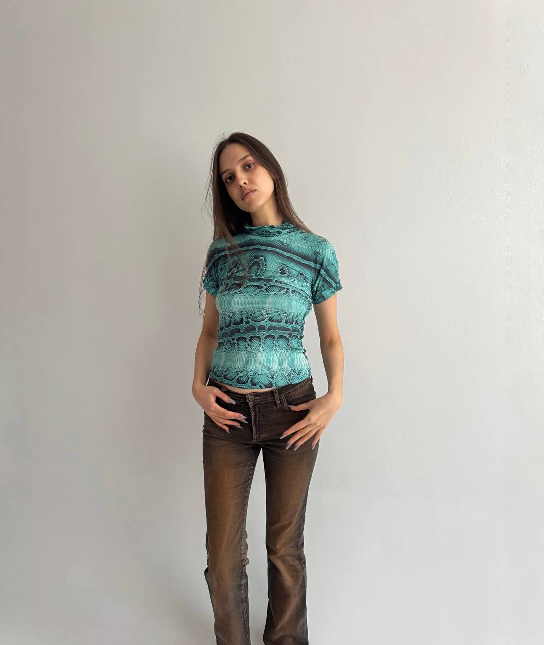 Vintage Just Cavalli turquoise blouse