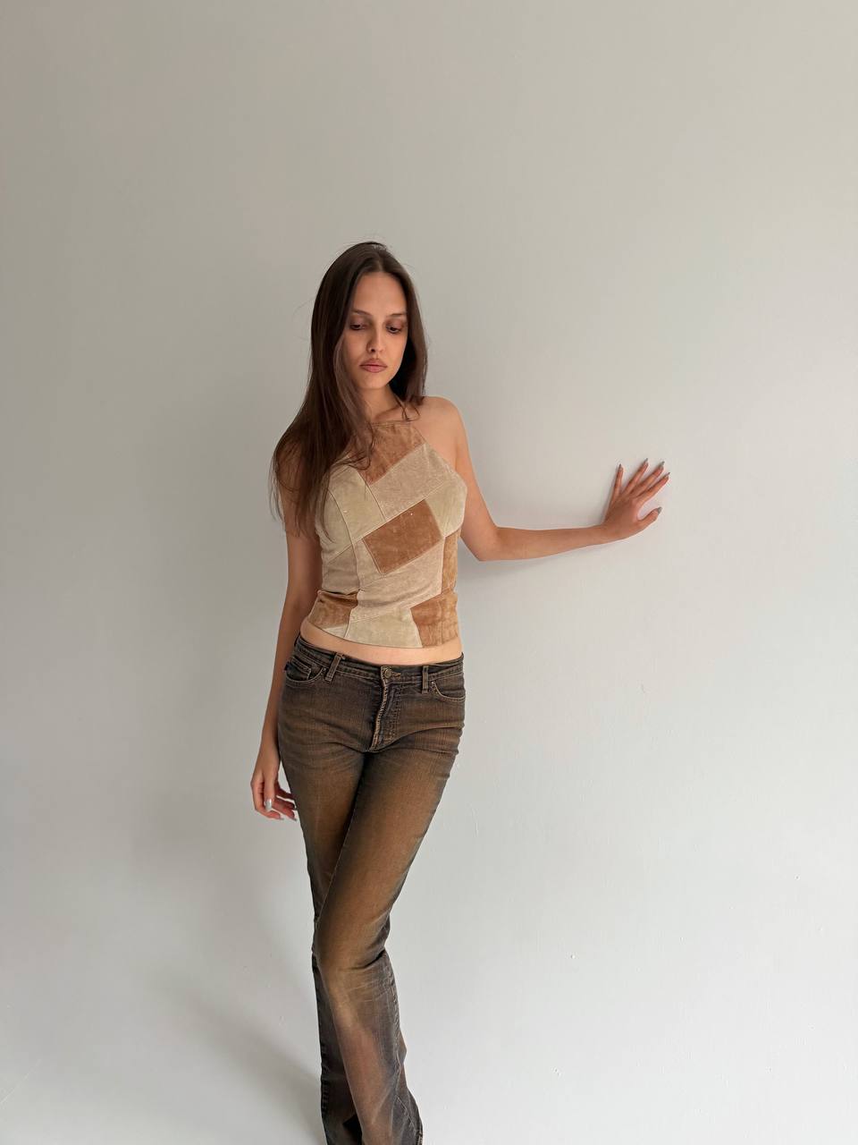 Vintage genuine suede top