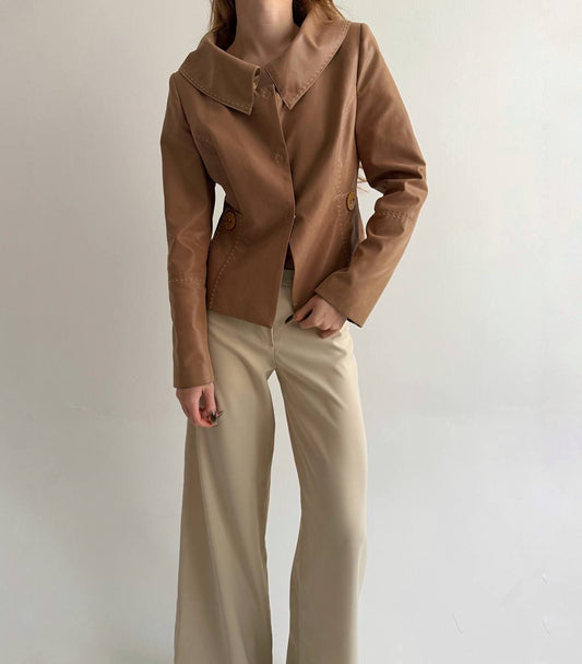 Vintage faux leather jacket with beautiful collar