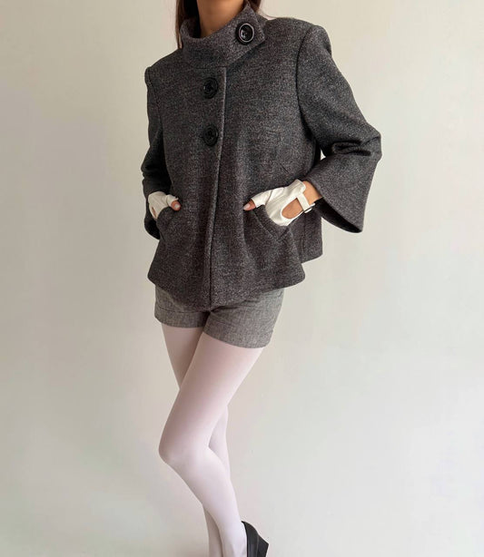 Vintage woollen grey cropped coat