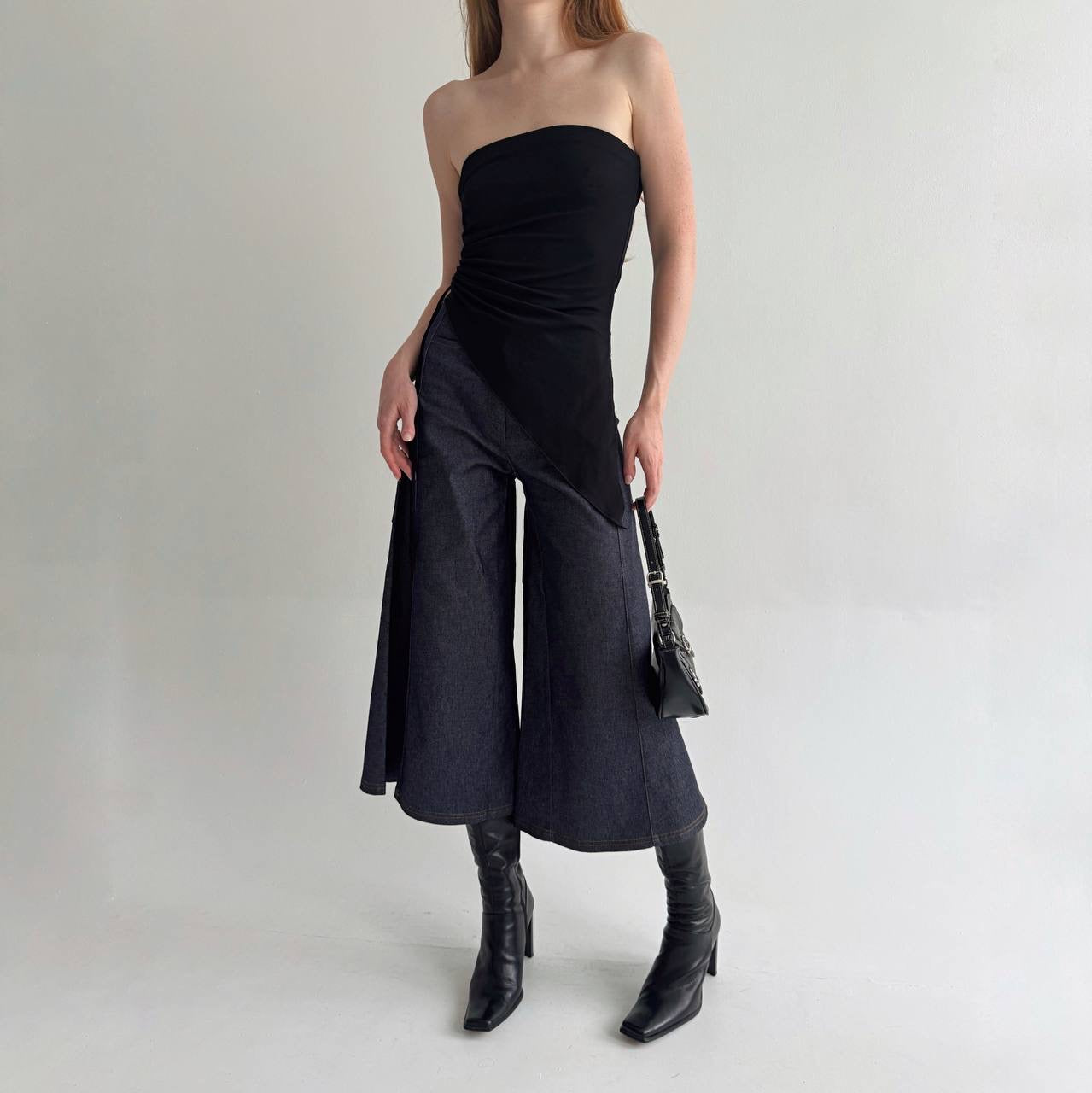 Vintage denim wide culottes