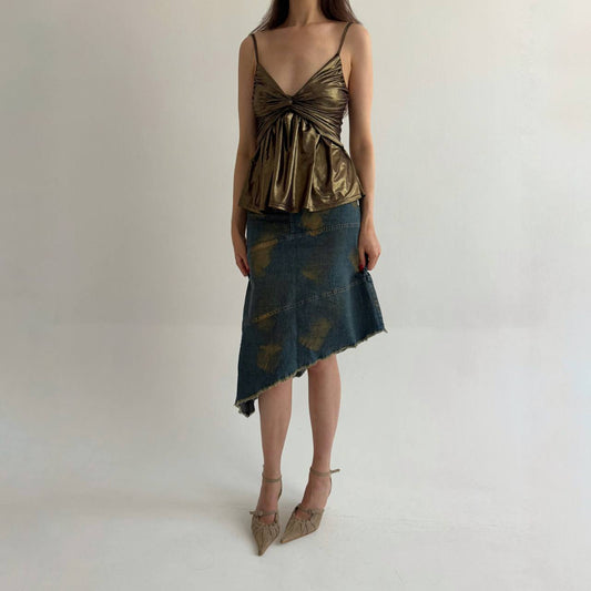 Vintage asymmetrical denim skirt