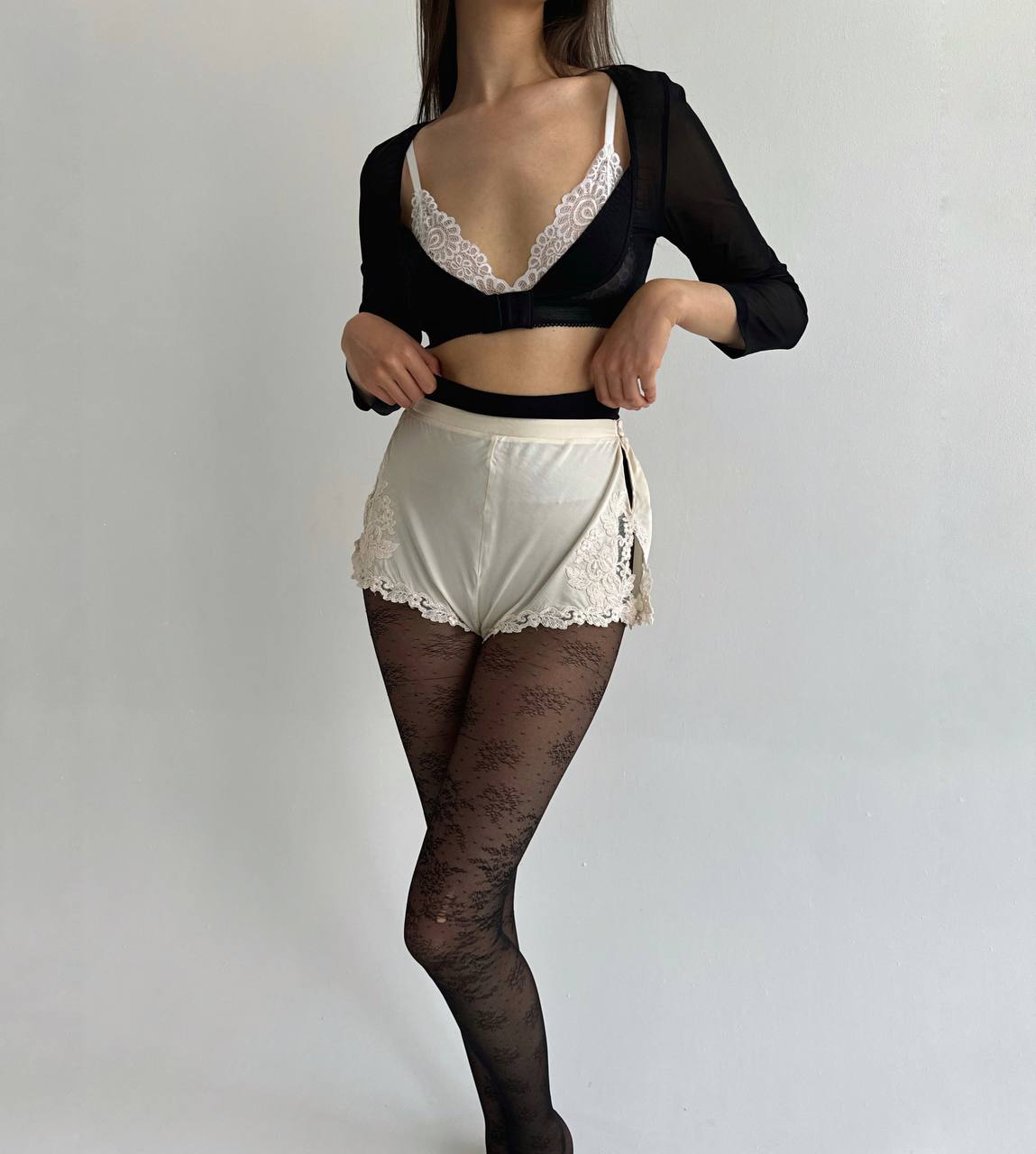 Y2K mesh black lingerie top