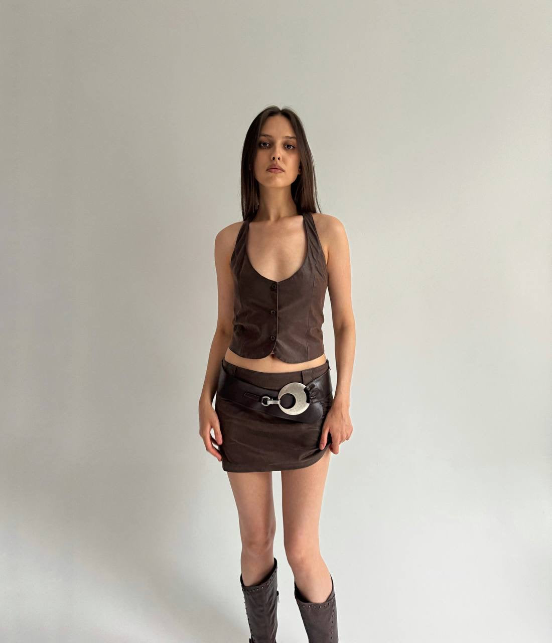 Vintage faux leather 2 piece suit