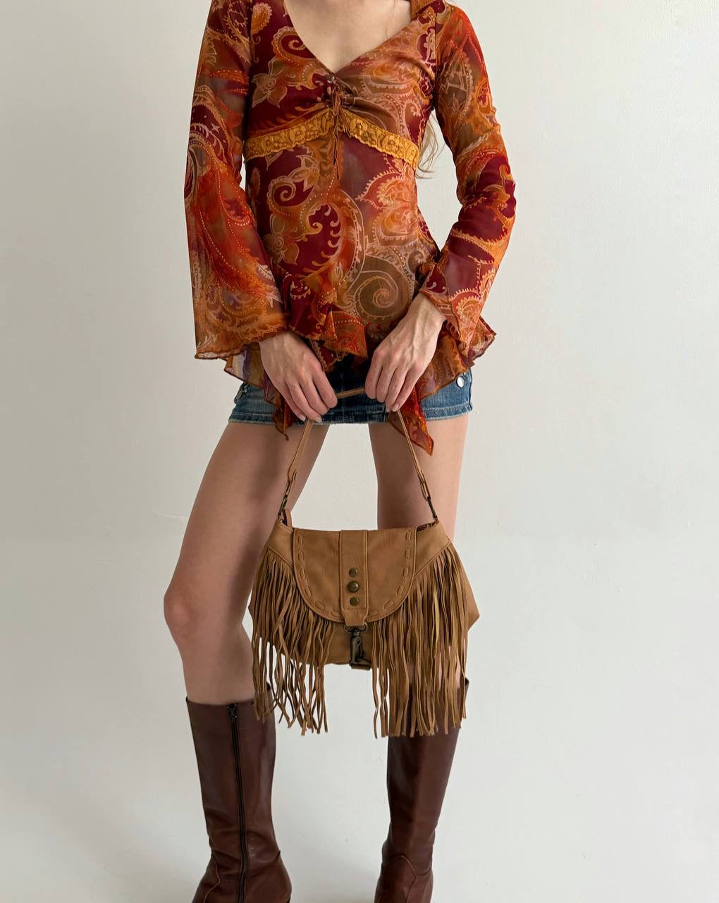 Vintage boho bag with fringe