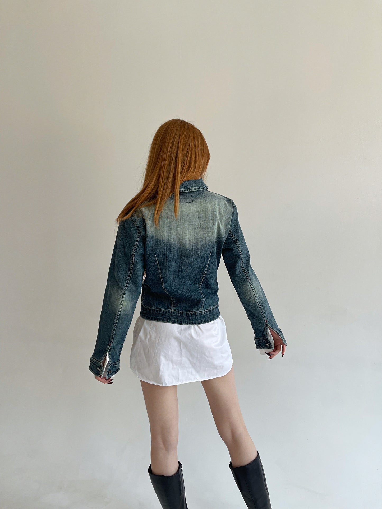 Vintage washed blue denim jacket