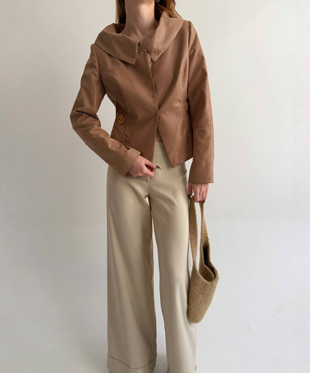 Vintage faux leather jacket with beautiful collar