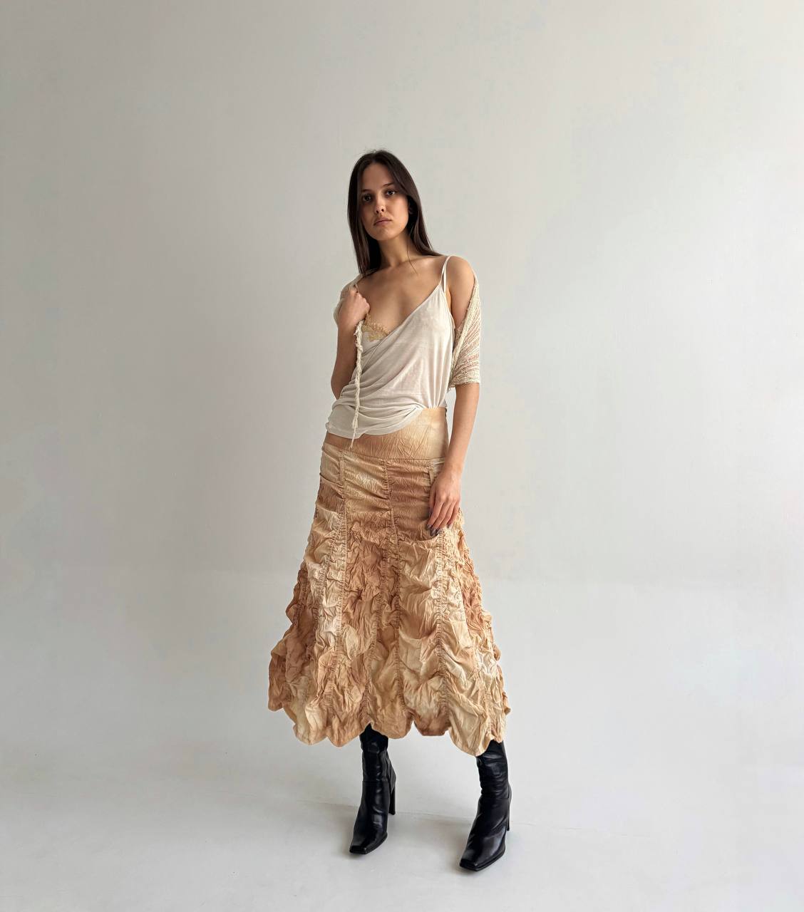 Vintage ruched washed skirt