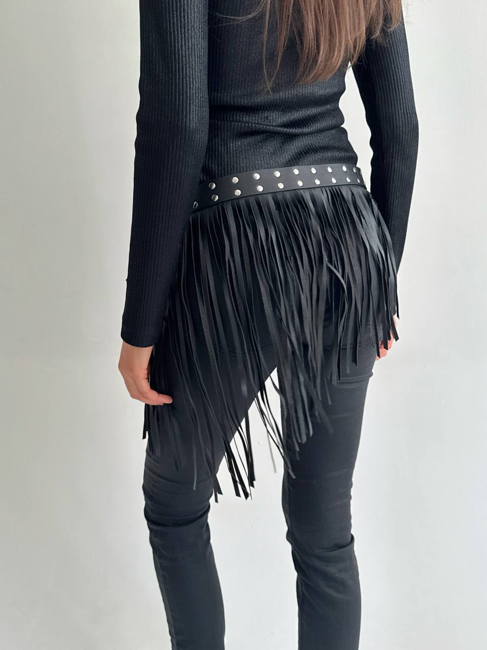 Vintage black tassel belt