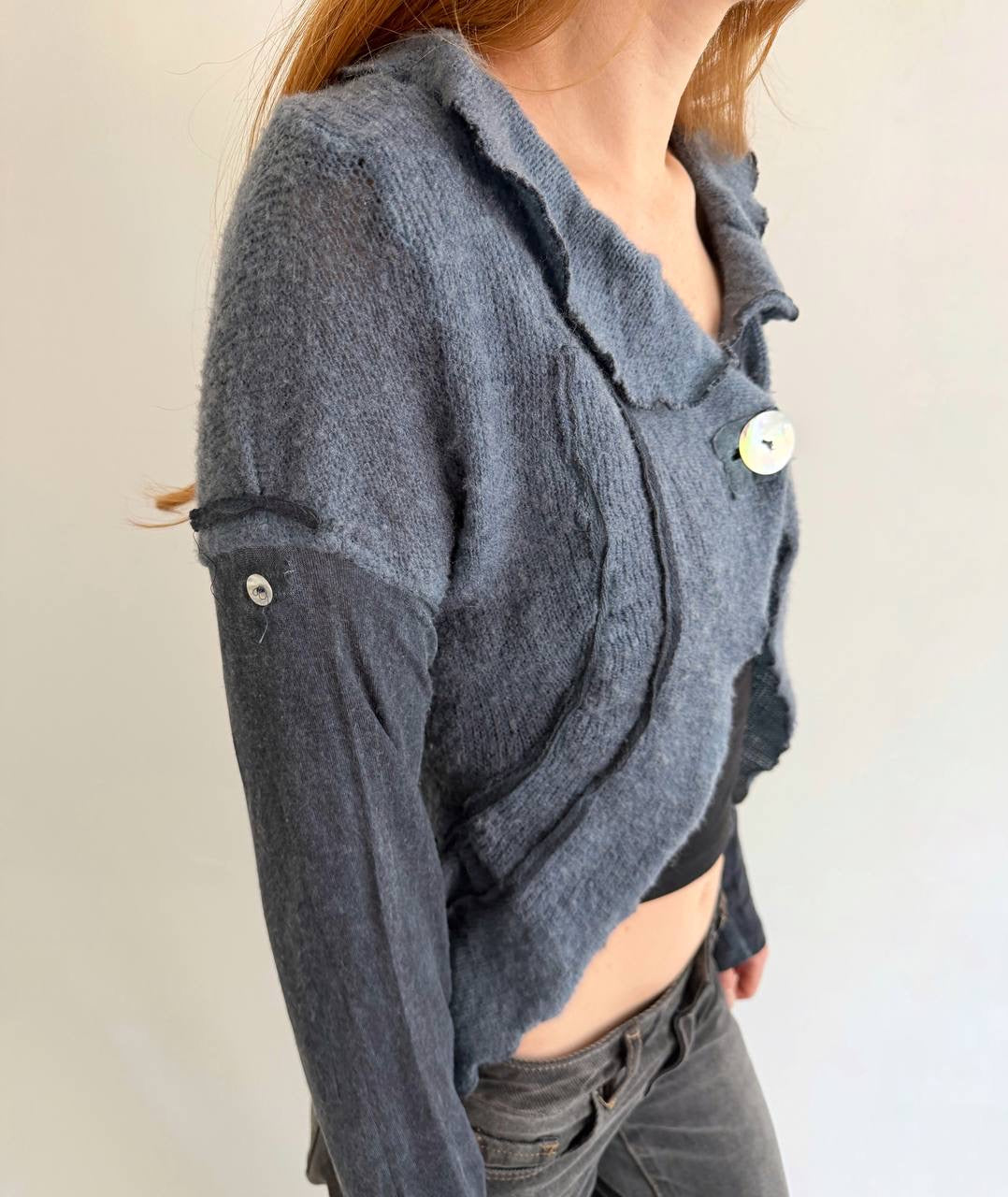 Vintage knitted blue cardigan