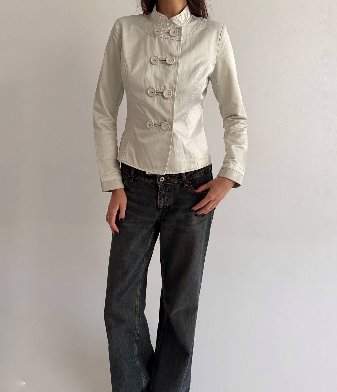 Vintage cotton cream satin jacket