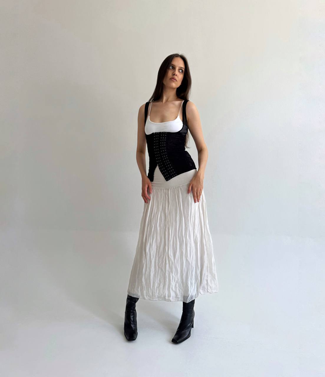 Vintage silk and viscose cream skirt