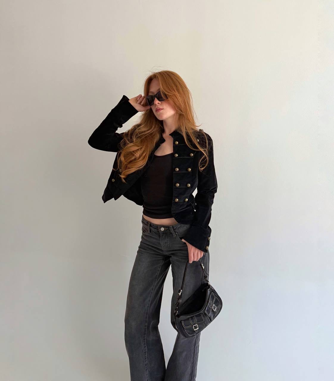 Vintage velvet cotton napoleon style jacket