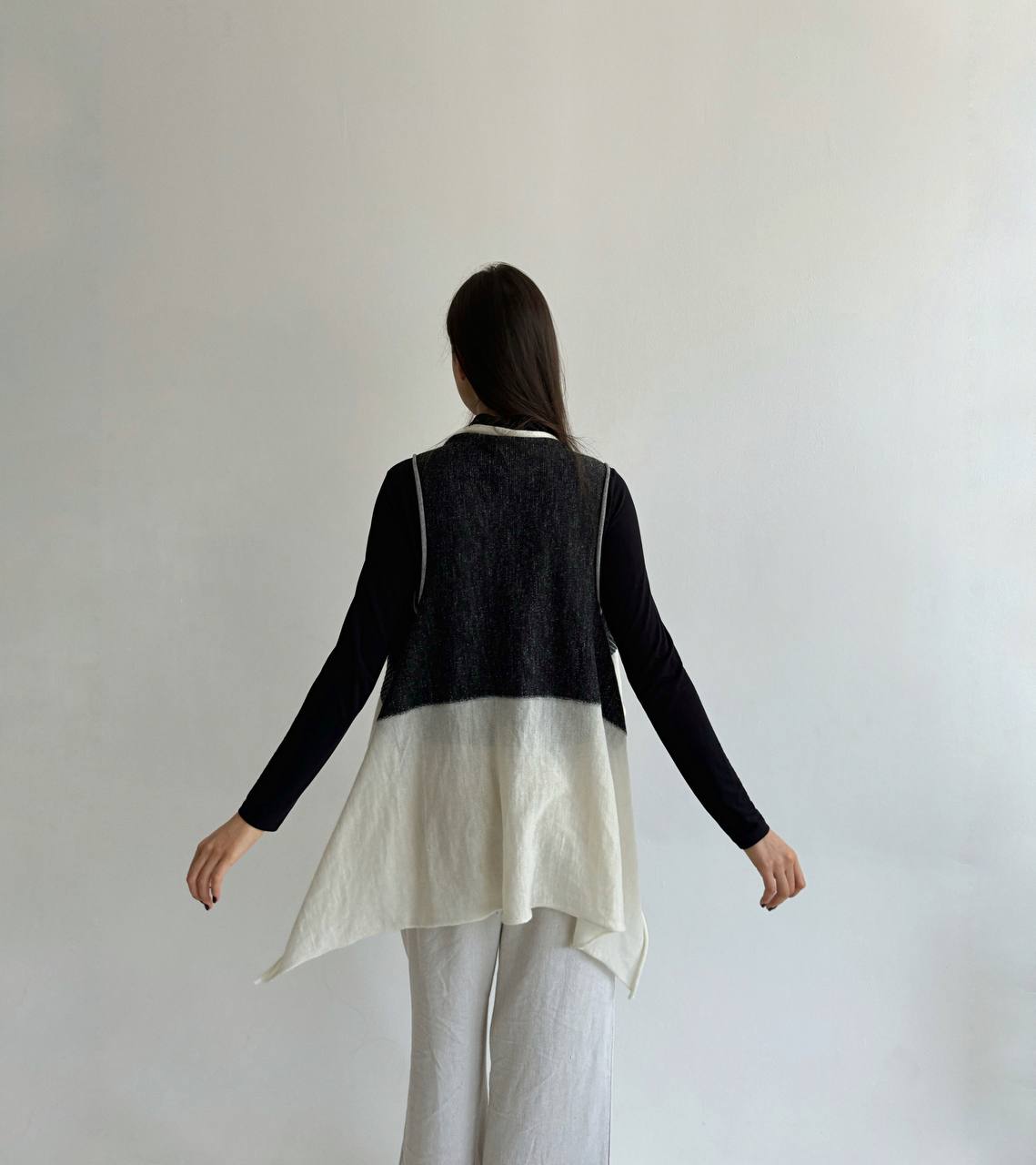 Merino wool and alpaca colour block cardigan