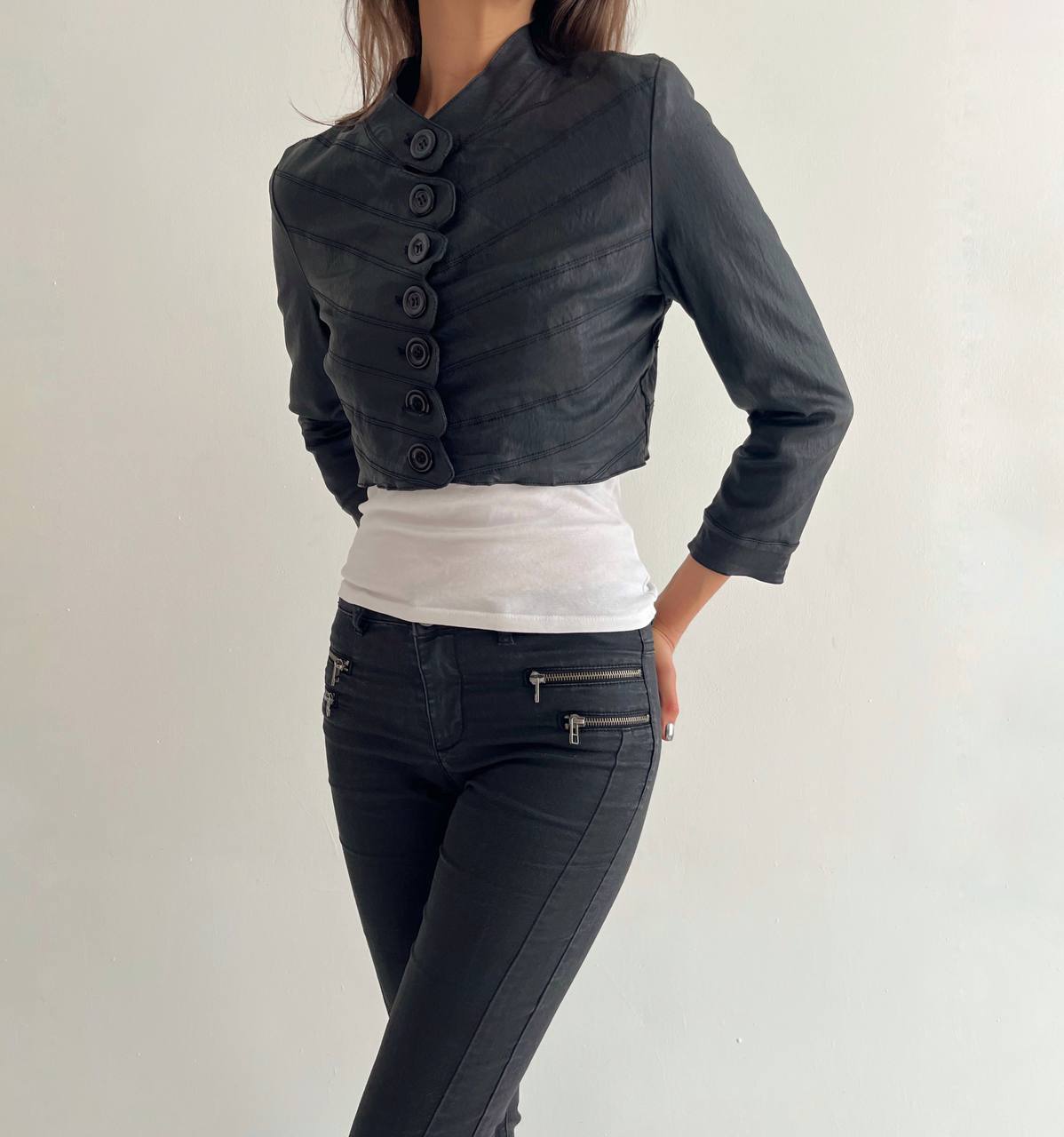 Vintage rayon faux leather bolero