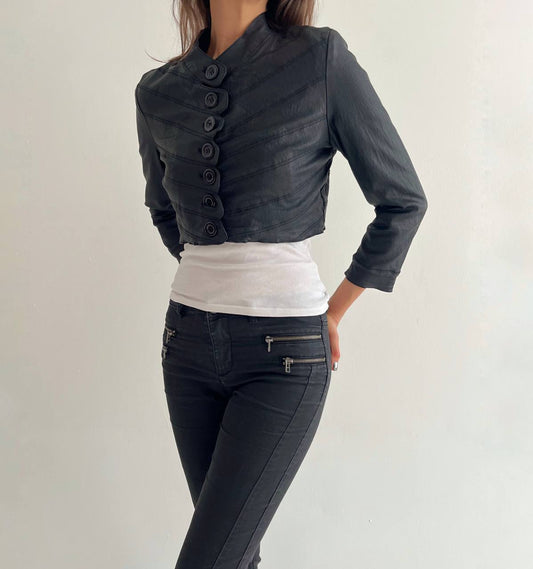 Vintage rayon faux leather bolero