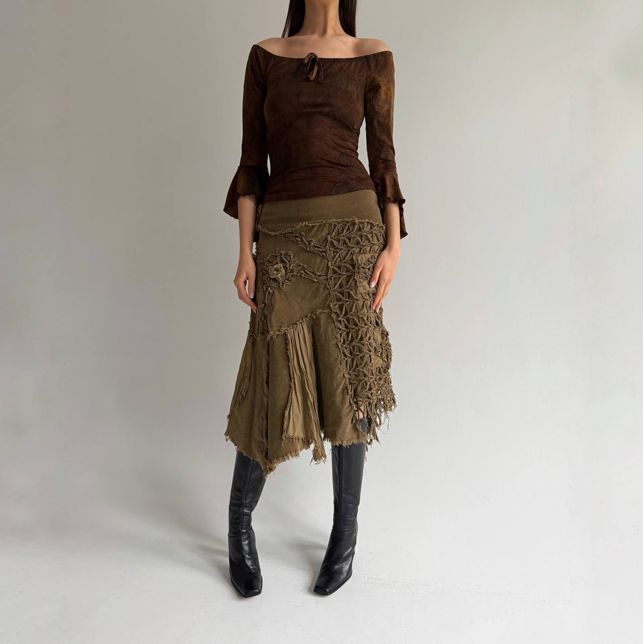 Vintage asymmetrical cotton skirt
