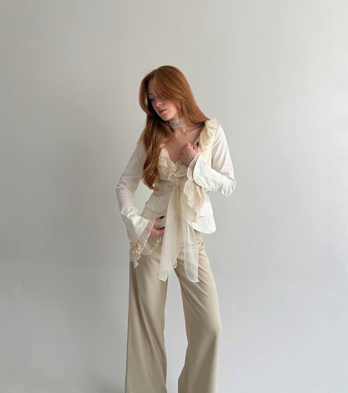 Y2K 97% cotton cream blazer