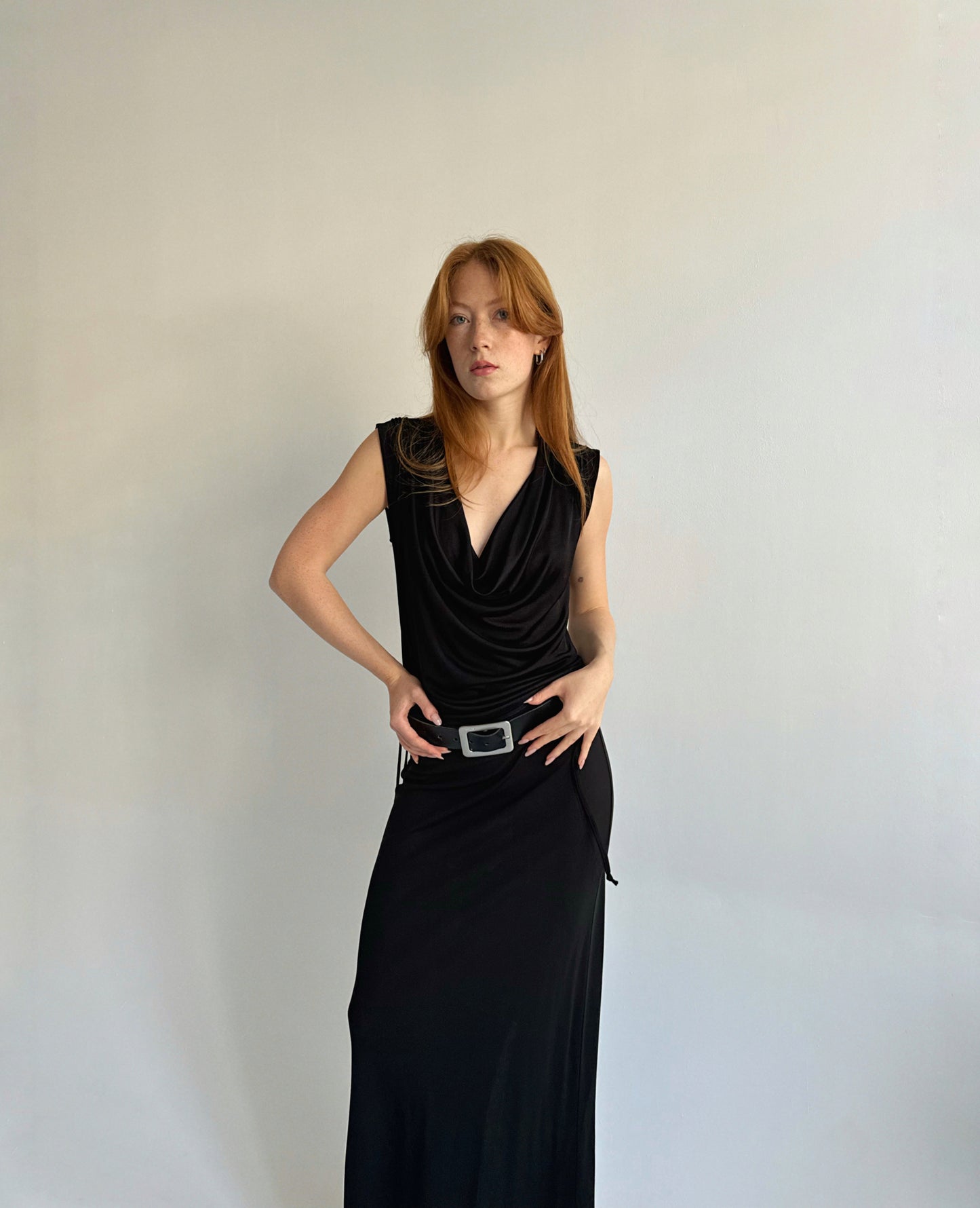 Y2K viscose blouse with cowl neck