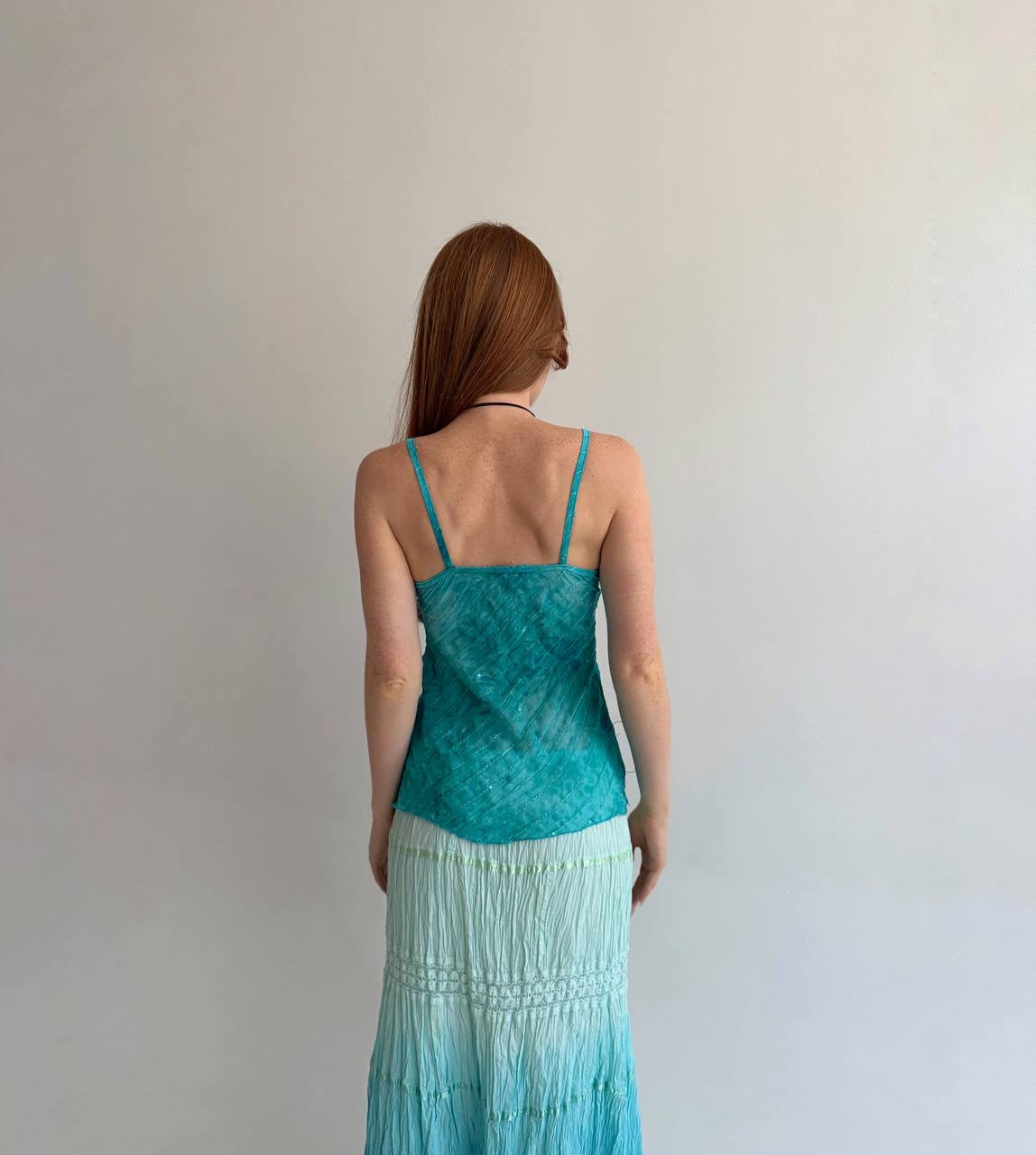 Vintage asymmetrical cami top with sequins