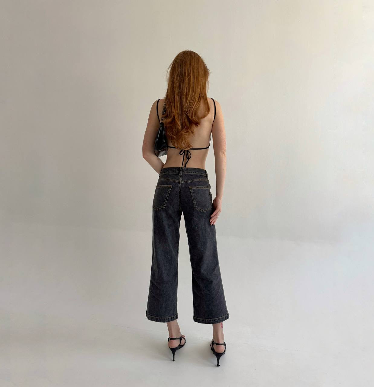 Vintage grey denim cropped jeans