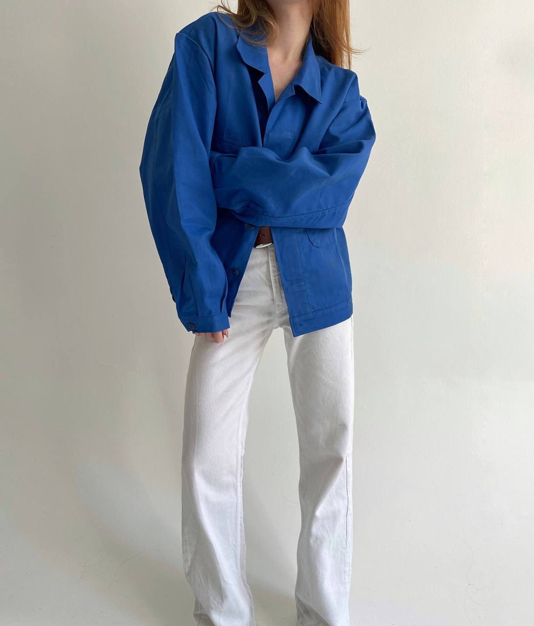Vintage azure blue cotton jacket