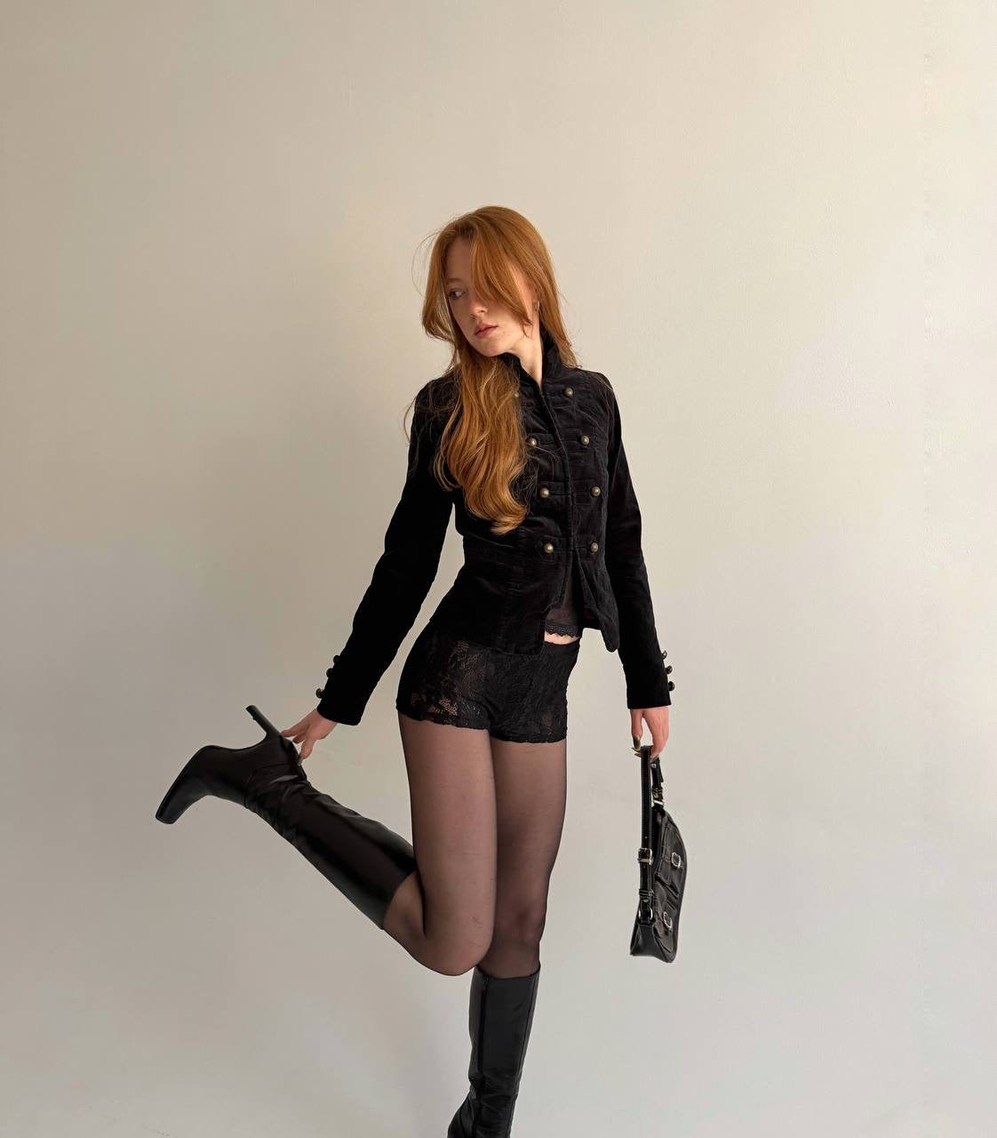Y2K cotton velvet napoleon jacket