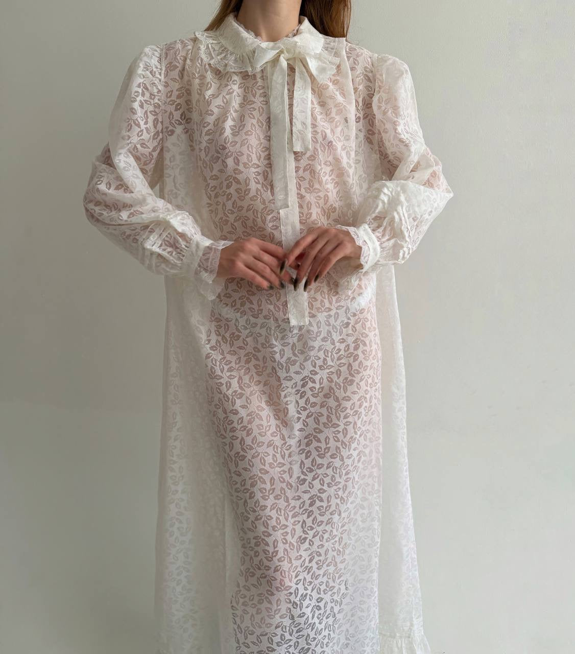 Vintage cotton blend printed night gown
