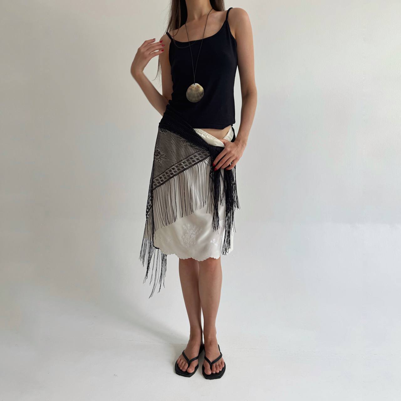 Vintage lace black scarf