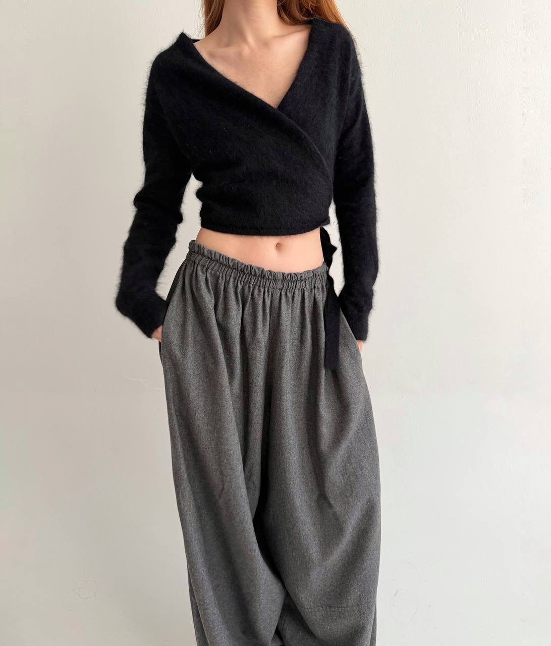 Vintage70% angora black wrap cardigan