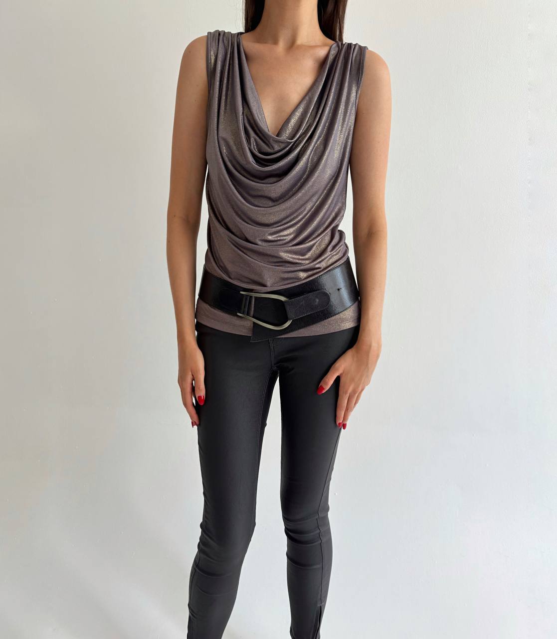 Calvin Klein glossy draped top