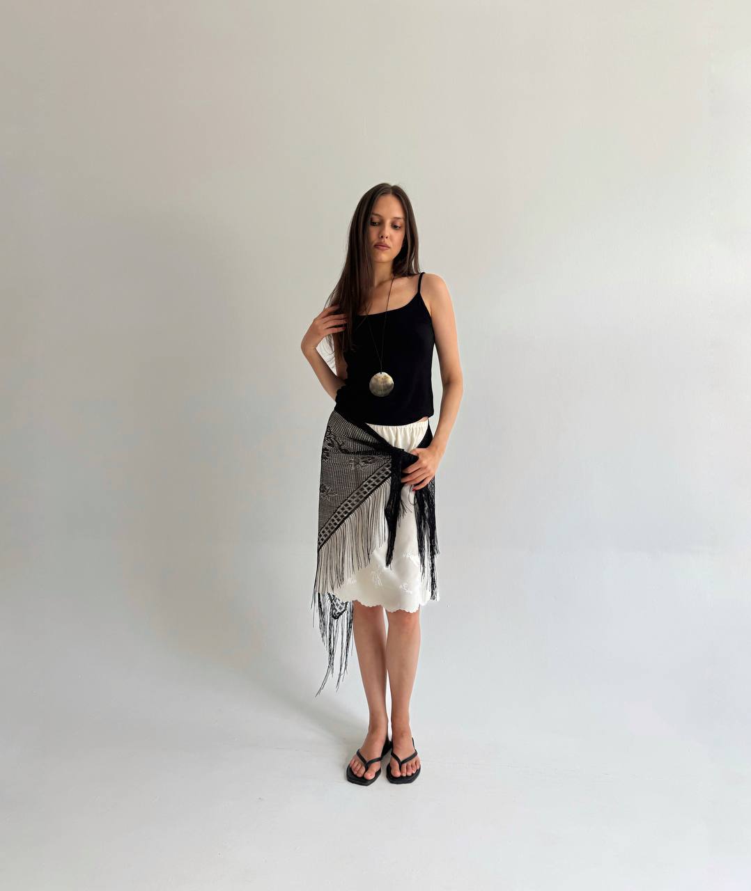 Vintage lace black scarf