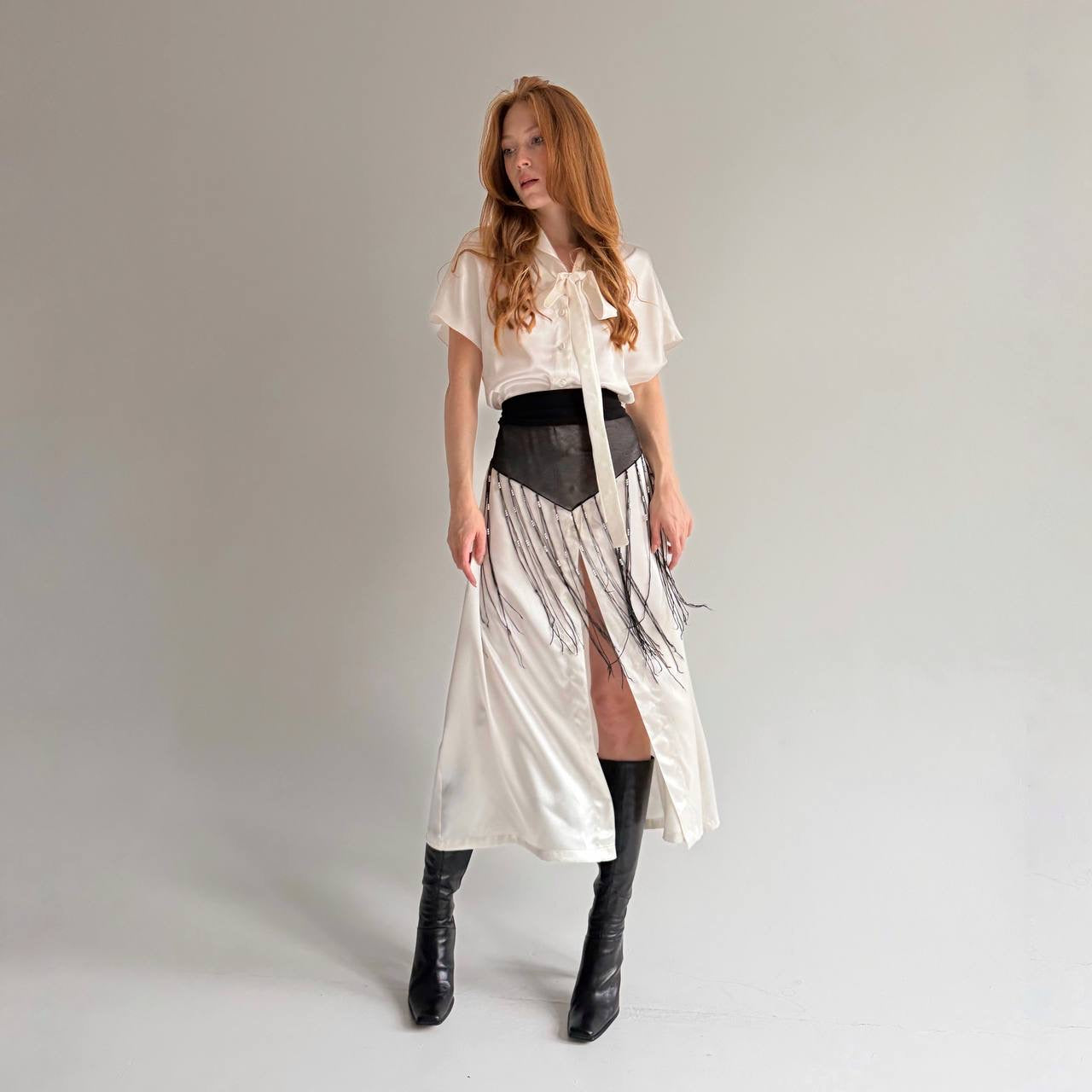 Vintage milky satin midi dress