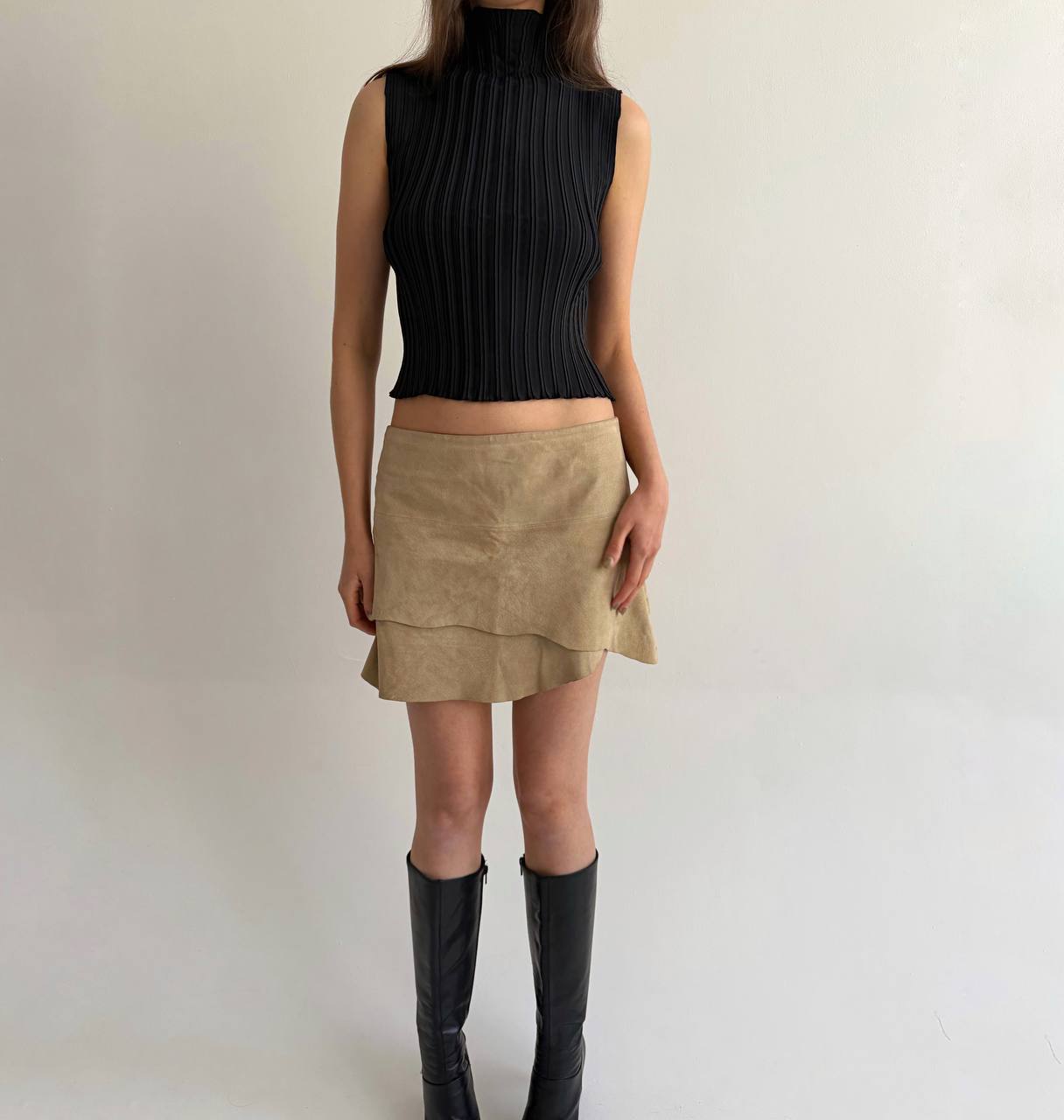 Vintage leather asymmetrical skirt